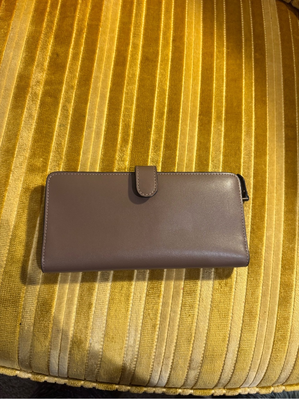 Coach Taupe Smooth Leather Zip Wallet with Gold Logo - Picture 2 of 5